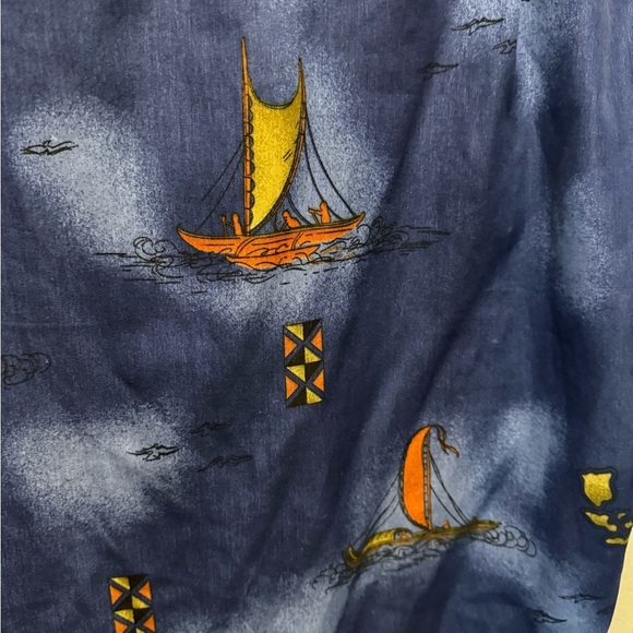 Ten2one Hawaiian Casual Blue and Orange Button Down Shirt size Large - Picture 3 of 6